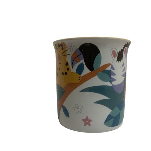 Mikasa Jungle Friends Leopard Coffee Mug Stoneware Cheetah Parrots Giraffe - Picture 4 of 10